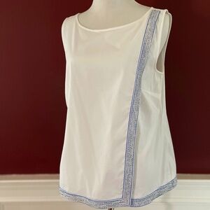 Vineyard Vines White/Blue Beaded Sleeveless Top Sz 6